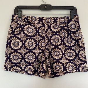 EUC (like new) blue & tan Anthropologie Elevenses shorts size 0